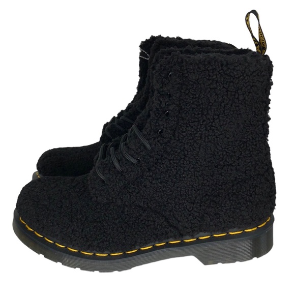🆕 Dr. Martens 1460 Pascal Black Lux Borg Faux Shearling Combat Boots - Picture 6 of 11